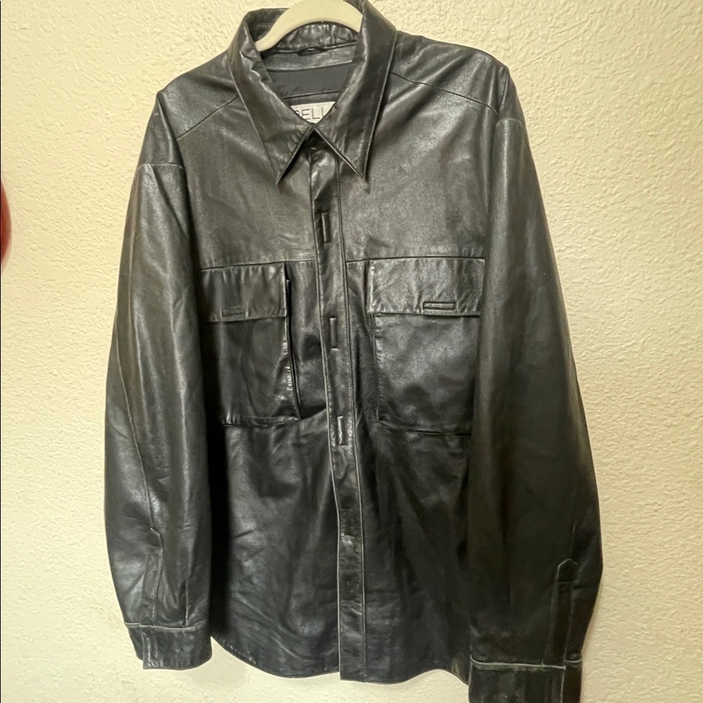 Wilson The Leather Experts Pelle Studio Black Leather Shirt Jacket. Size XXL. - Picture 3 of 10
